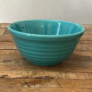 Vintage Bauer Ringware Mixing Bowl 9.5" Jade Green Ribbed Exterior No 12 Cottage